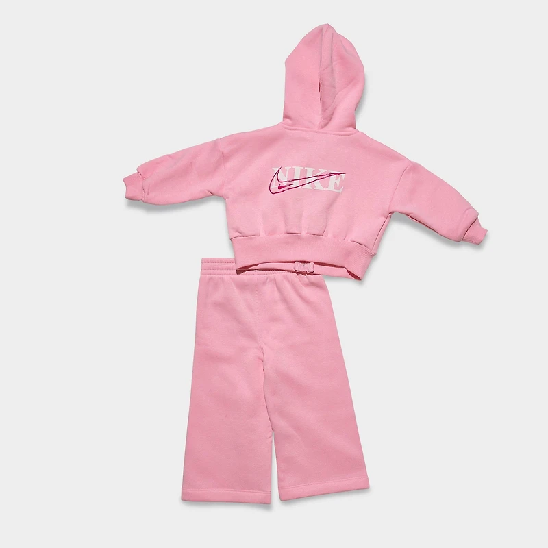 Girls' Infant Nike Full-Zip Hoodie and Wide Leg Sweatpants Set