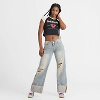 Women's True Religion Leila Cuffed Low Rise Baggy Denim Jeans