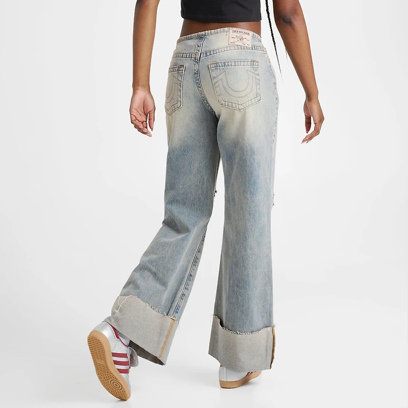 Women's True Religion Leila Cuffed Low Rise Baggy Denim Jeans