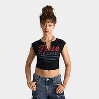 Women's True Religion Vintage Logo V Notch Baby T-Shirt