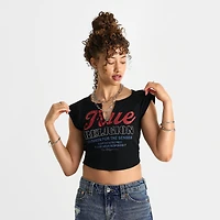Women's True Religion Vintage Logo V Notch Baby T-Shirt
