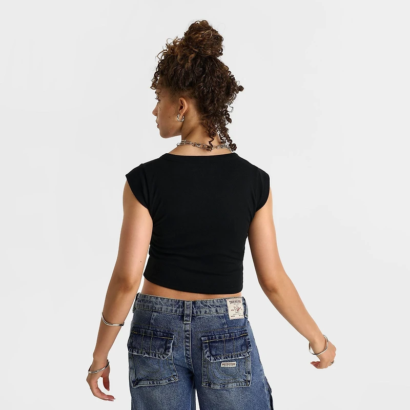 Women's True Religion Vintage Logo V Notch Baby T-Shirt