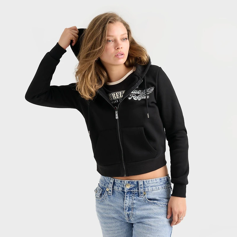 Women's True Religion Crystal Wing Full-Zip Hoodie