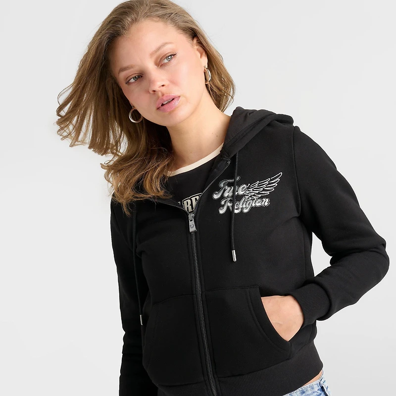 Women's True Religion Crystal Wing Full-Zip Hoodie