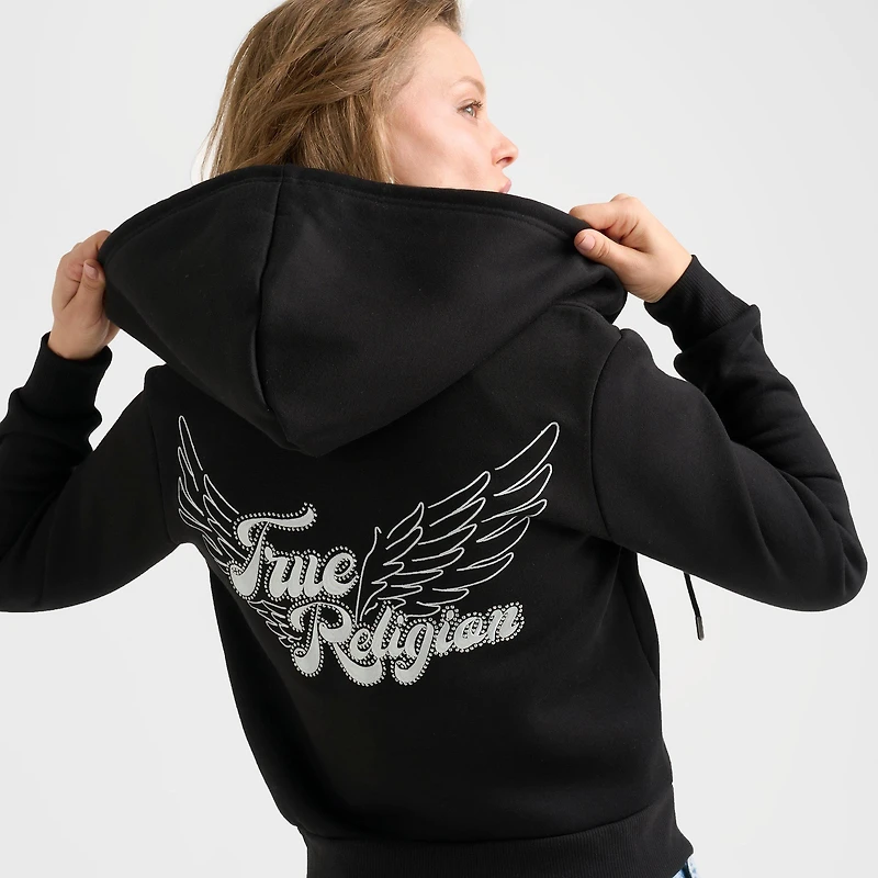 Women's True Religion Crystal Wing Full-Zip Hoodie