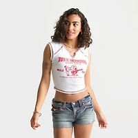Women's True Religion Buddha World Tour Rib Notch Baby T-Shirt
