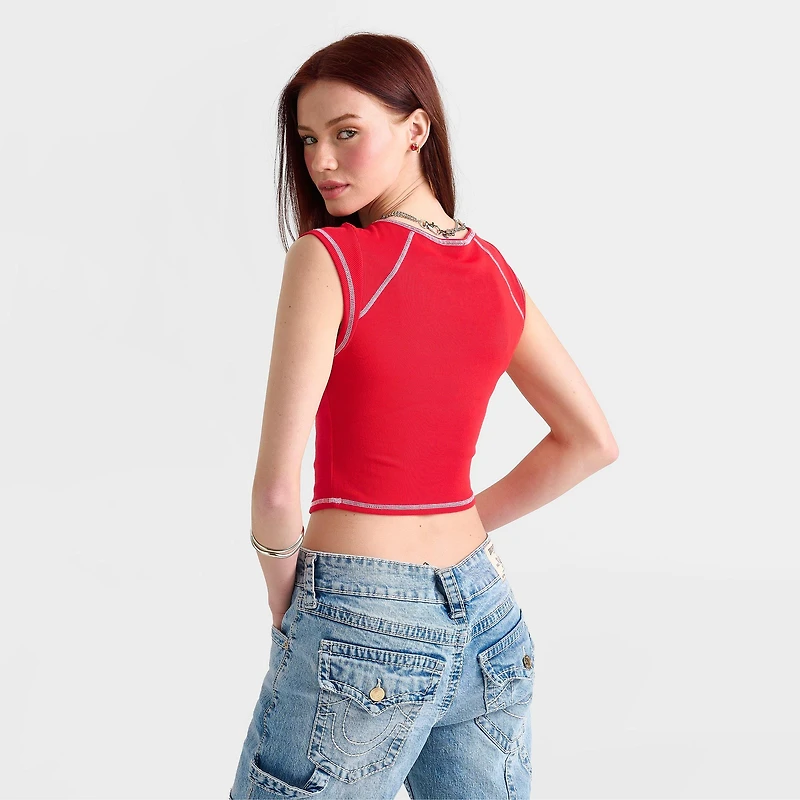 Women's True Religion Buddha World Tour Rib Notch Baby T-Shirt