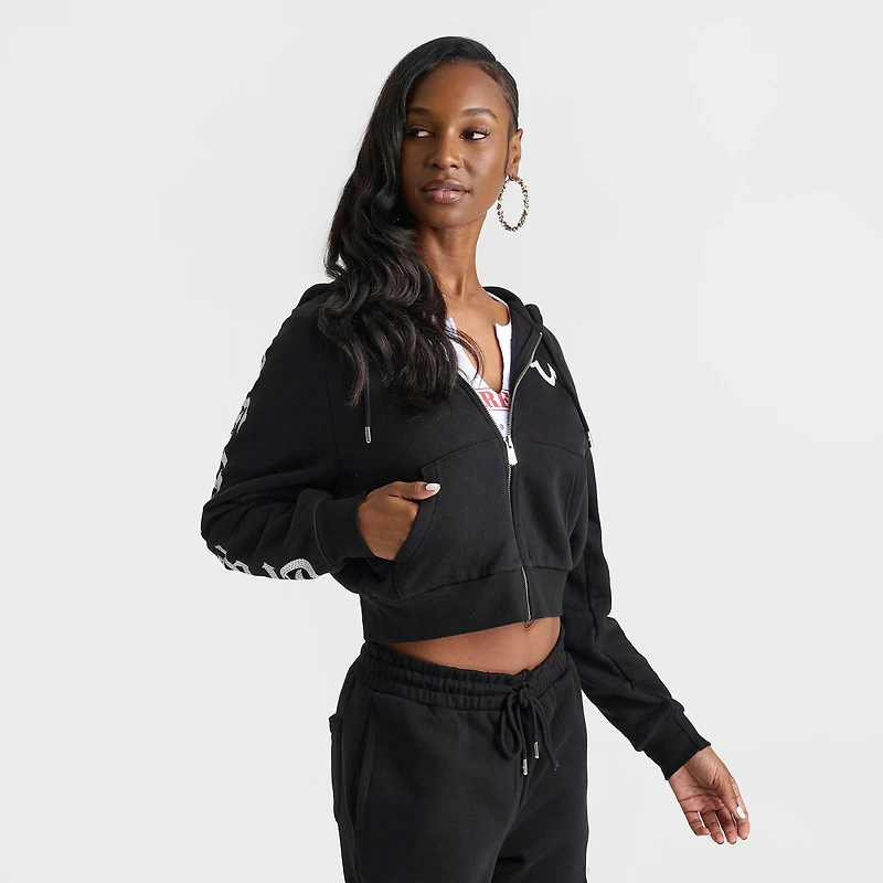 Women's True Religion Crystal Relaxed Full-Zip Hoodie