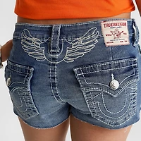 Women's True Religion Joey Big T Winged Horseshoe Frayed Denim Shorts