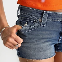 Women's True Religion Joey Big T Winged Horseshoe Frayed Denim Shorts