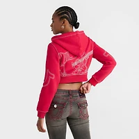Women's True Religion Shrunken Big T Full-Zip Cropped Hoodie