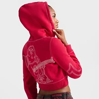 Women's True Religion Shrunken Big T Full-Zip Cropped Hoodie