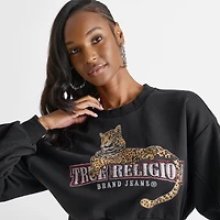 Women's True Religion Leopard Crystal Ruched Sleeve Top
