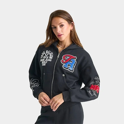 Women's True Religion Crystal Patch Cropped Full-Zip Hoodie