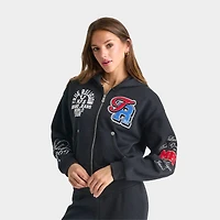 Women's True Religion Crystal Patch Cropped Full-Zip Hoodie