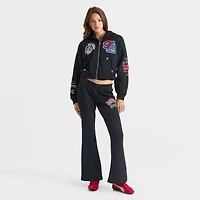 Women's True Religion Crystal Patch Cropped Full-Zip Hoodie