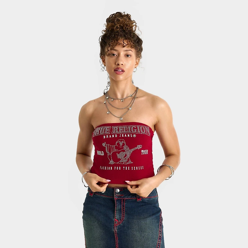 Women's True Religion Crystal Buddha Ribbed Tube Top