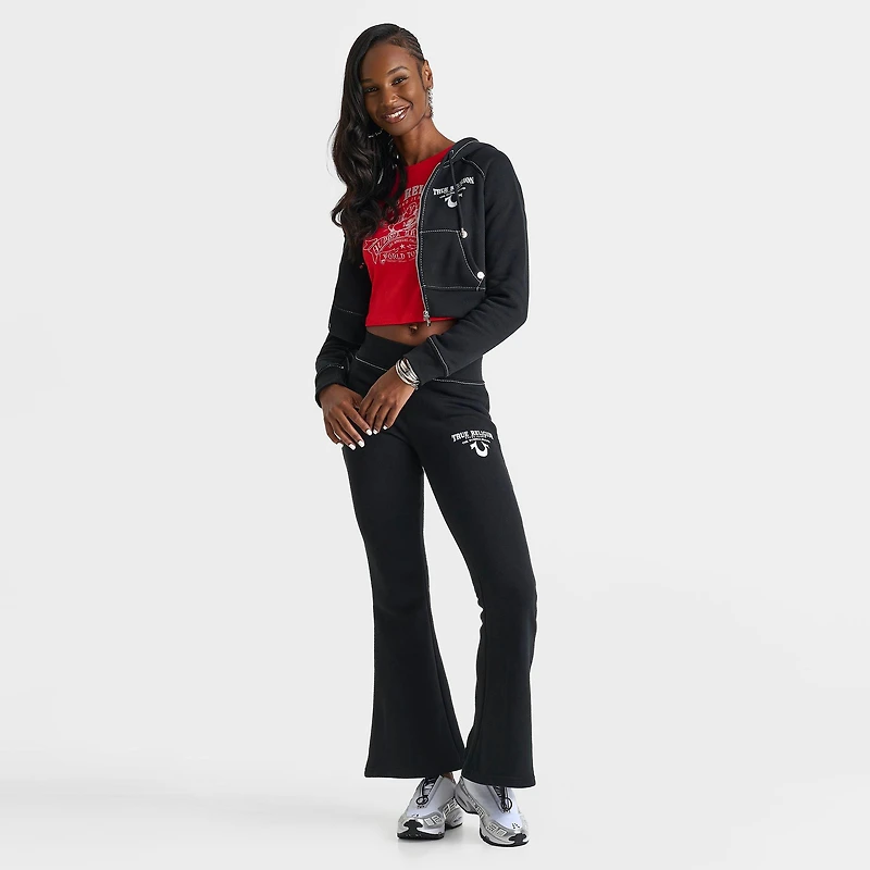 Women's True Religion Crystal Wing Big T Flare Sweatpants