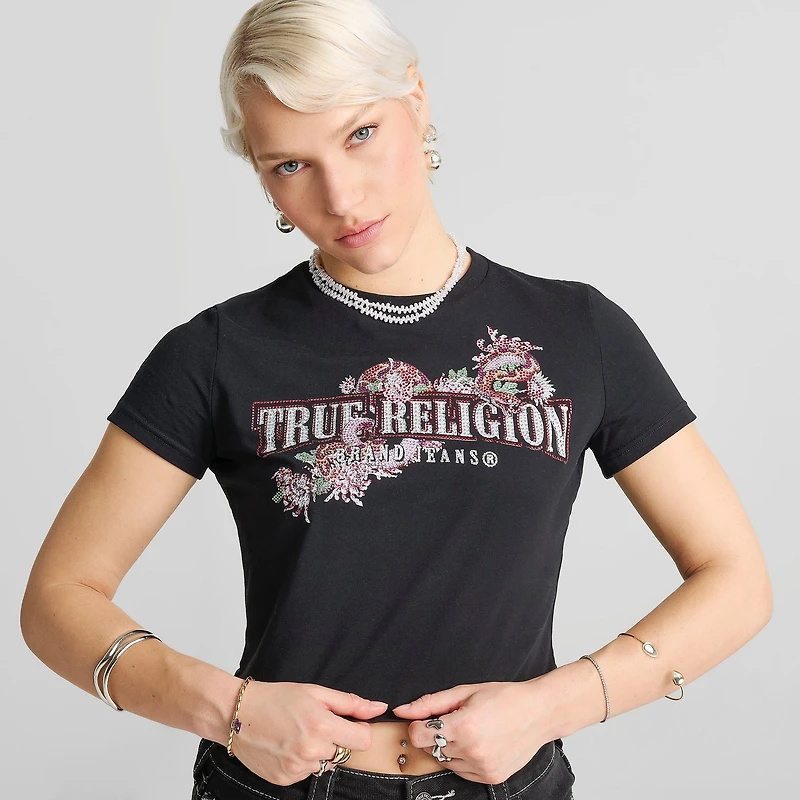 Women's True Religion Crystal Snake Baby T-Shirt