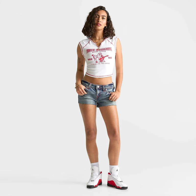 Women's True Religion Joey Low Rise Frayed Denim Shorts