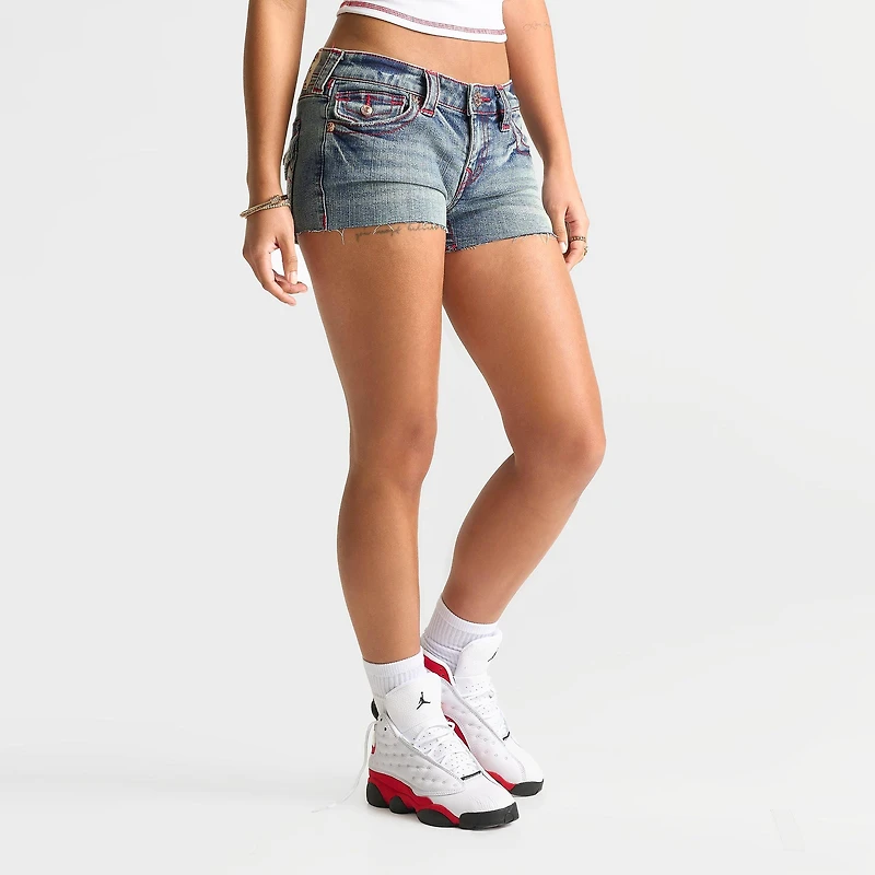 Women's True Religion Joey Low Rise Frayed Denim Shorts