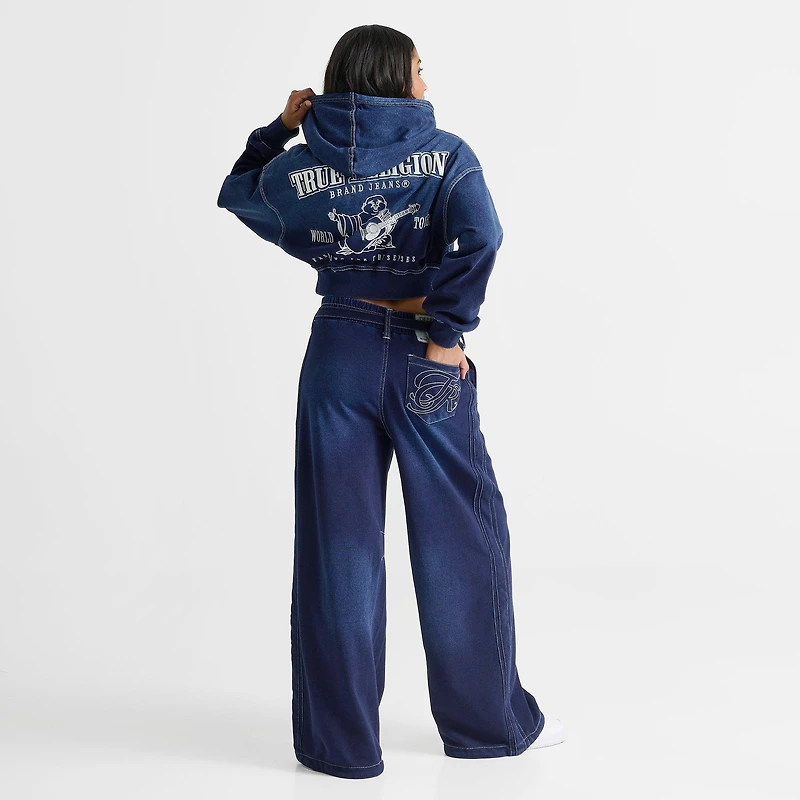 Women's True Religion Washed Indigo Pullover Hoodie