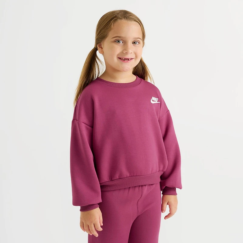 Girls' Toddler Nike Crewneck Sweatshirt and Wide Leg Pants Set