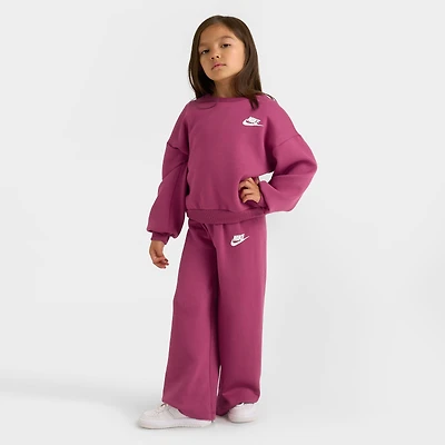 Girls' Little Kids' Nike Crewneck Sweatshirt and Wide Leg Pants Set