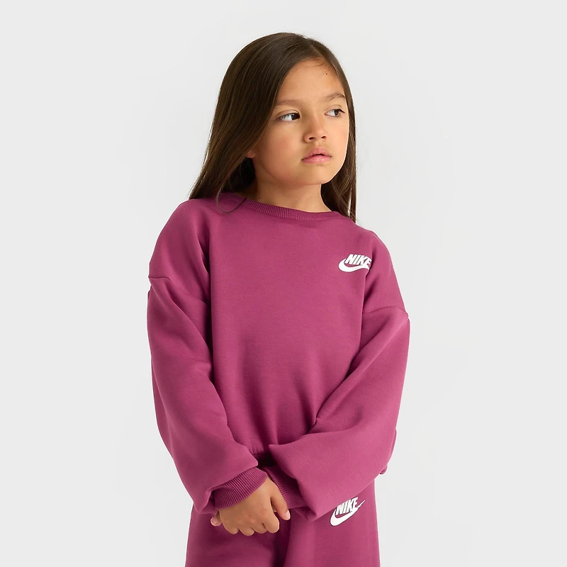 Girls' Little Kids' Nike Crewneck Sweatshirt and Wide Leg Pants Set