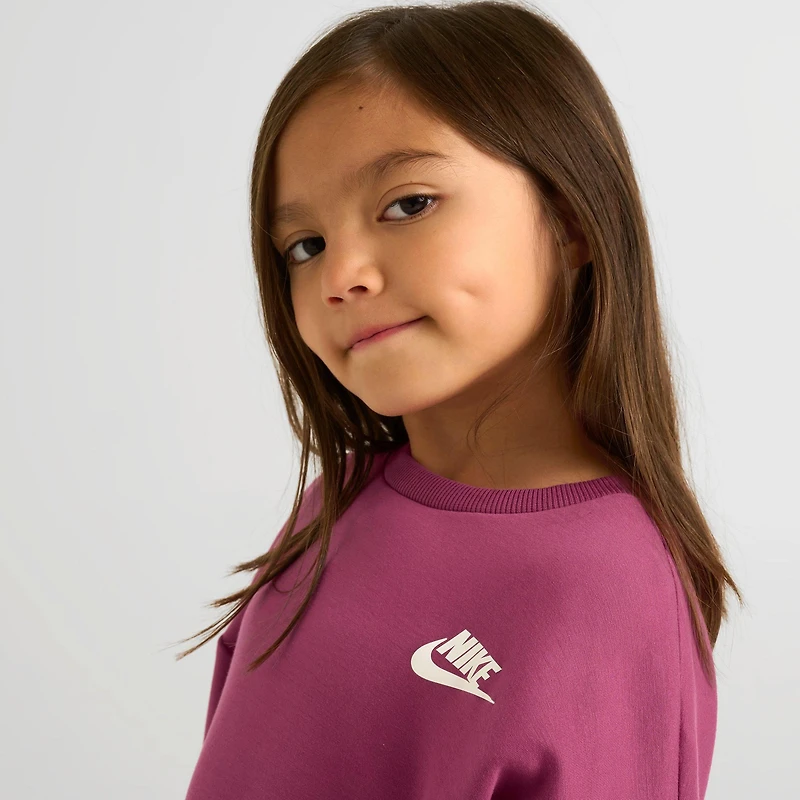 Girls' Little Kids' Nike Crewneck Sweatshirt and Wide Leg Pants Set