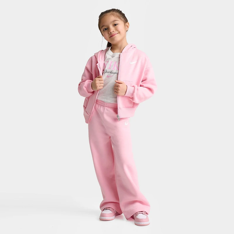 Girls' Little Kids' Nike Full-Zip Hoodie and Wide Leg Sweatpants Set