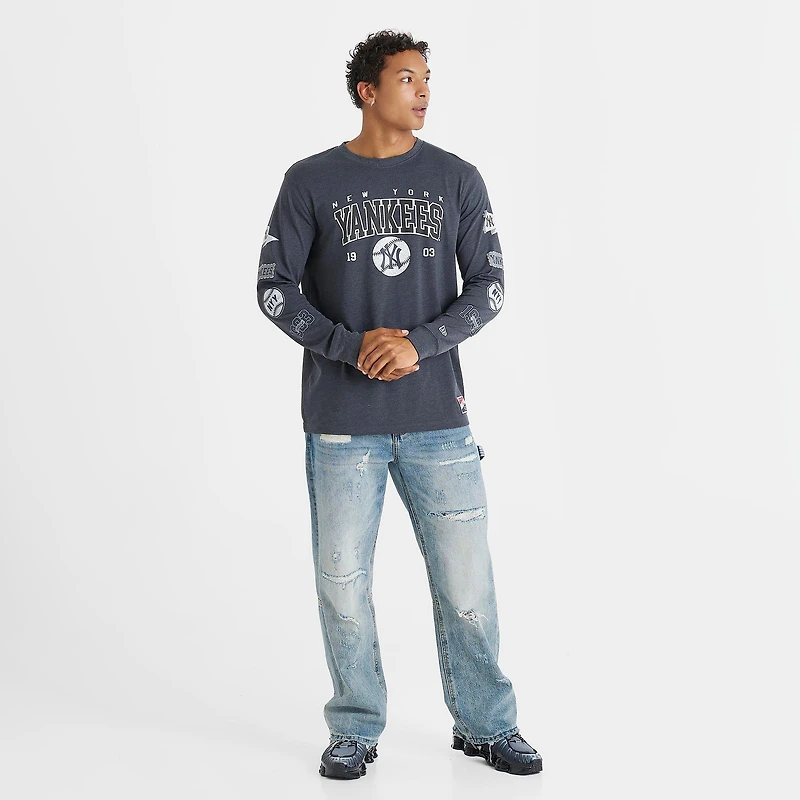 Men's New Era York Yankees MLB Logo Stack Long-Sleeve Shirt