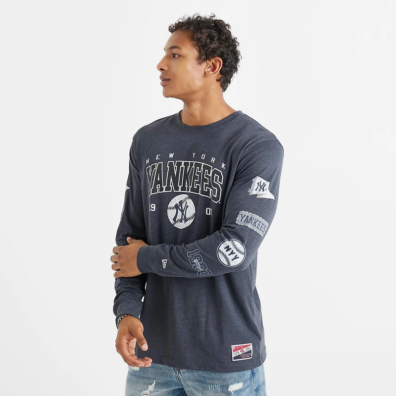 Men's New Era York Yankees MLB Logo Stack Long-Sleeve Shirt