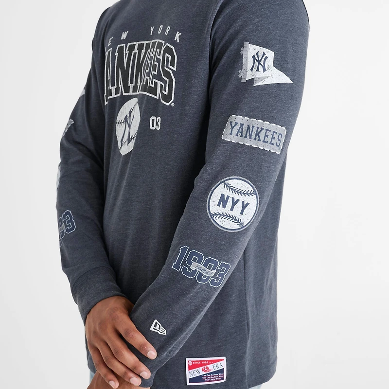 Men's New Era York Yankees MLB Logo Stack Long-Sleeve Shirt