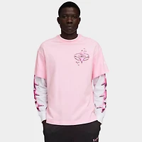 Men's Puma LaFrancé Pink Heem Layered Long-Sleeve T-Shirt