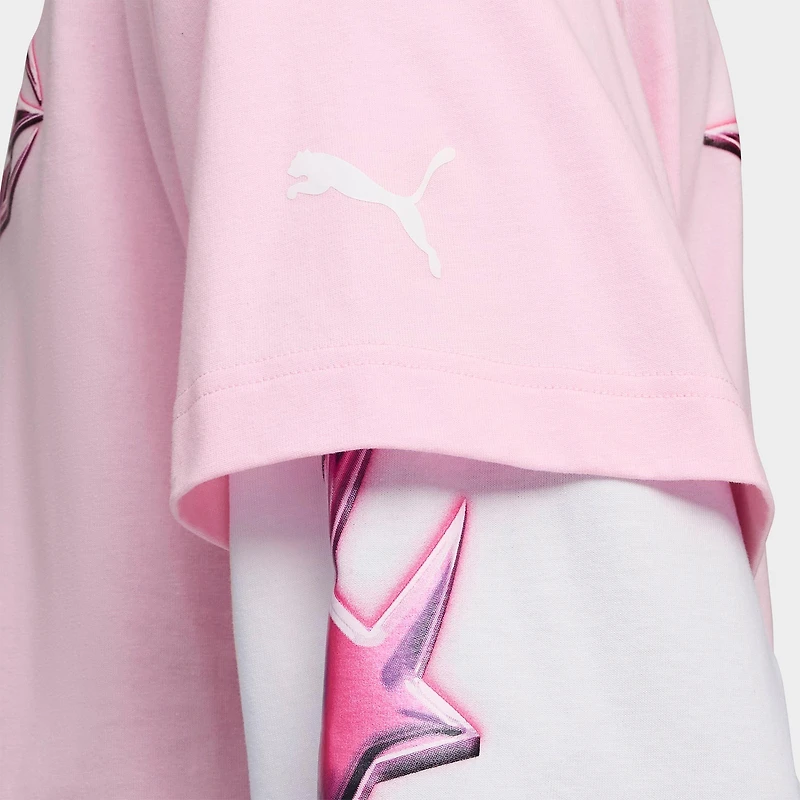 Men's Puma LaFrancé Pink Heem Layered Long-Sleeve T-Shirt
