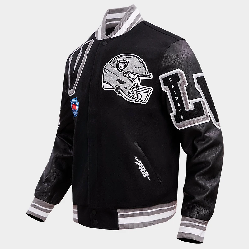 Men's Pro Standard Las Vegas Raiders NFL Mashup Rib Wool Varsity Jacket