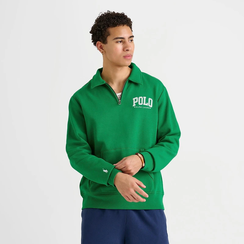 Men's Polo Ralph Lauren Arch Logo Quarter-Zip Collared Fleece Sweatshirt