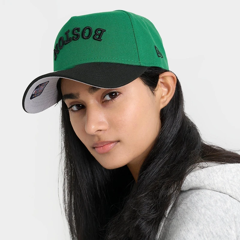 New Era Boston Celtics NBA 9FORTY Upside Down Wordmark A-Frame Adjustable Back Hat