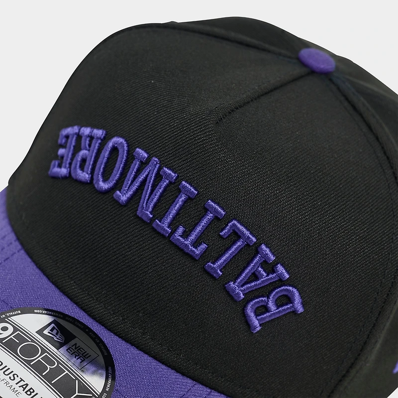 New Era Baltimore Ravens NFL 9FORTY Upside Down Wordmark A-Frame Adjustable Back Hat