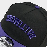New Era Baltimore Ravens NFL 9FORTY Upside Down Wordmark A-Frame Adjustable Back Hat