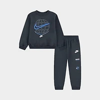 Little Kids' Nike Globe Crewneck Sweatshirt and Jogger Pants Set