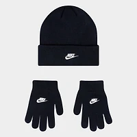 Kids' Nike Futura Beanie Hat and Gloves Set