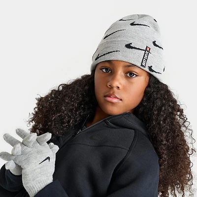 Kids' Nike Swoosh Repeat Allover Print Beanie and Gloves Set