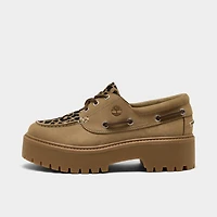 Women's Timberland Stone Street 3-Eye Leopard Print Platform Boat Shoes