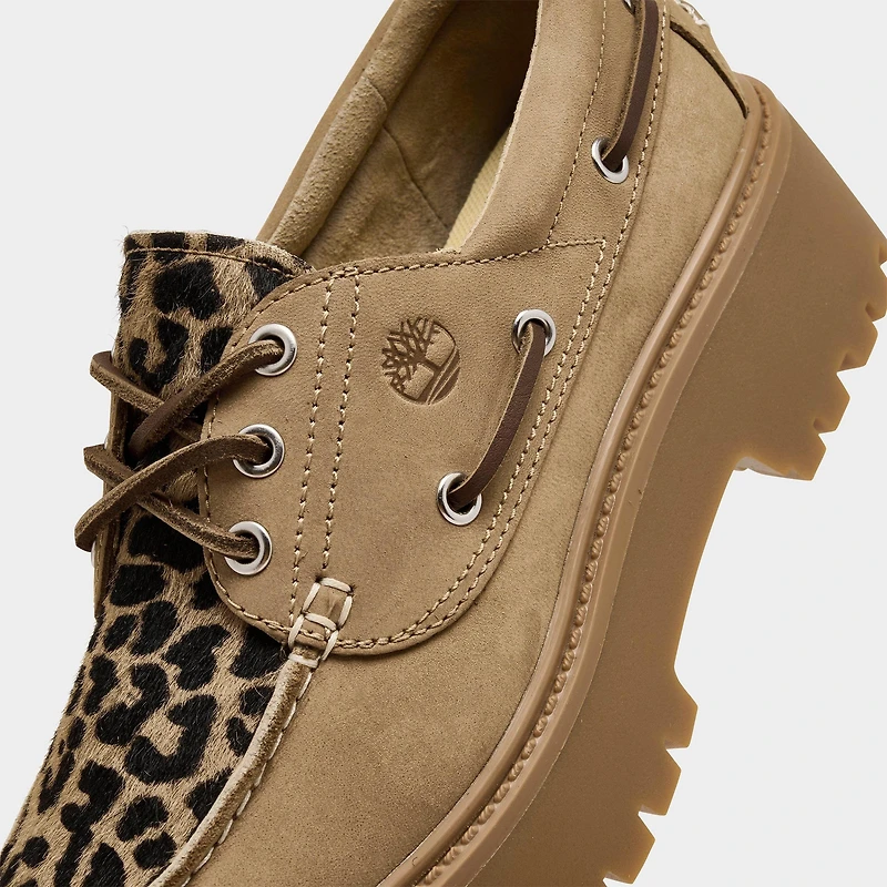 Women's Timberland Stone Street 3-Eye Leopard Print Platform Boat Shoes