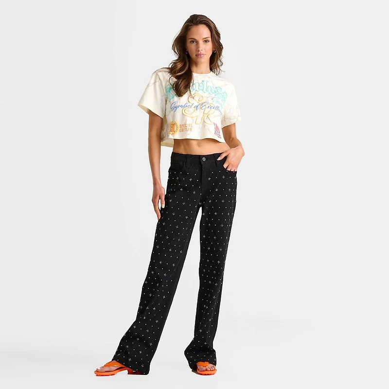 Women's Smoke Rise Alex Mid-Rise Wide Leg Rhinestone Denim Pants