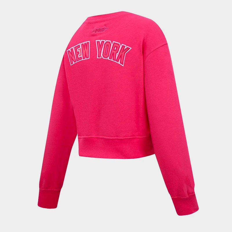 Girls' Big Kids' Pro Standard New York Yankees MLB Cropped Fleece Crewneck Sweatshirt