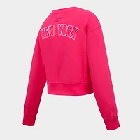 Girls' Big Kids' Pro Standard New York Yankees MLB Cropped Fleece Crewneck Sweatshirt