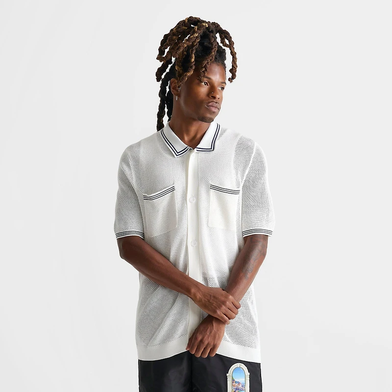 Men's Bélier Striped Crochet Resort Shirt